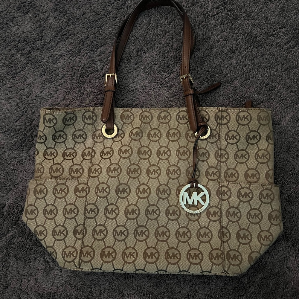 Michael Kors Tan and Brown Logo Tote